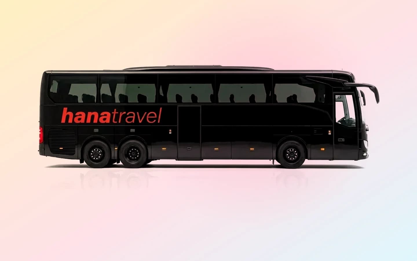 A black Mercedes-Benz Tourismo is shown from the side against a plain white background.